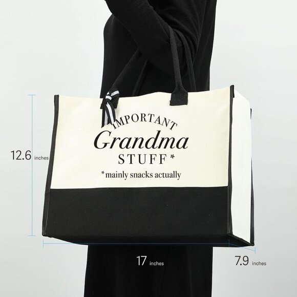Brand New Grandma Large Waterproof Canvas Tote Bag - Picture 3 of 7